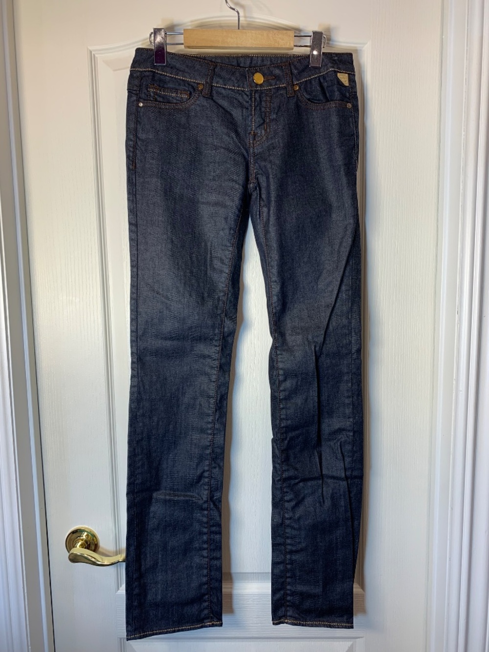 Buffalo David‎ Bitton Dark Wash Jeans Gold Hardware Low Rise Y2K Chic Size 27